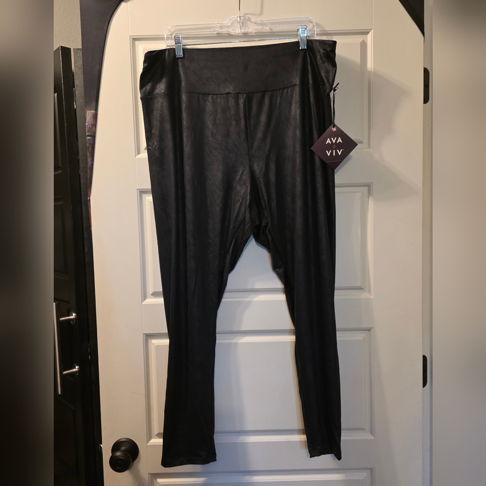 Ava & Viv Faux Leather High Waist Leggings - Picture 2 of 6